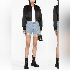 Off-White Patterned Blue Jean Shorts